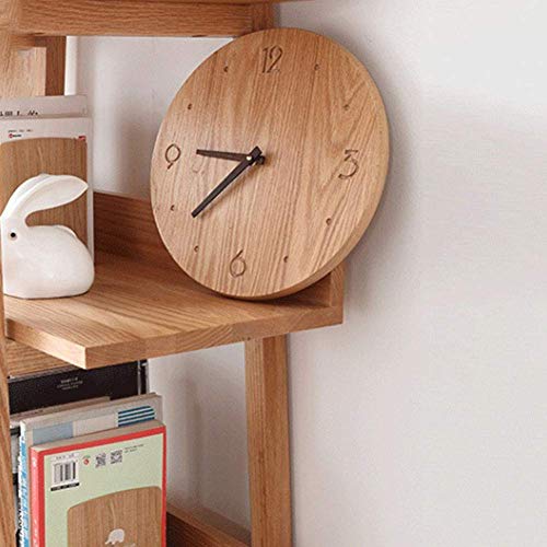 UHRKS Reloj de Pared Simple de Madera Maciza de 12 Pulgadas, números arábigos 3D Modernos Decoración de hogar de Madera Redonda Tallada a Mano Reloj de Pared electrónico Reloj de Cuarzo, silencioso