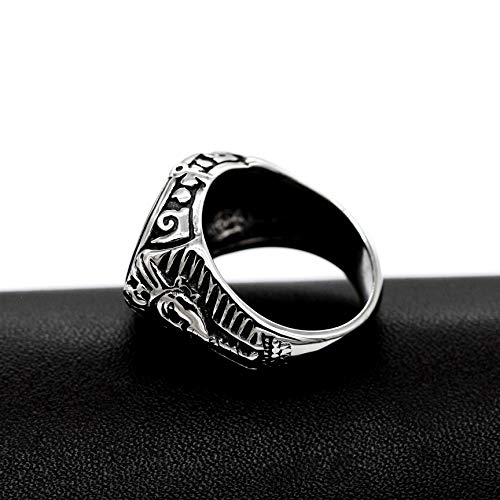 Uloveido Anillo de los Ojos Indios de Acero Inoxidable para Hombres, Redondo Todo lo Que ve Anillos de Dios Joyas góticas Negras Vintage (tamaño 24) Y520