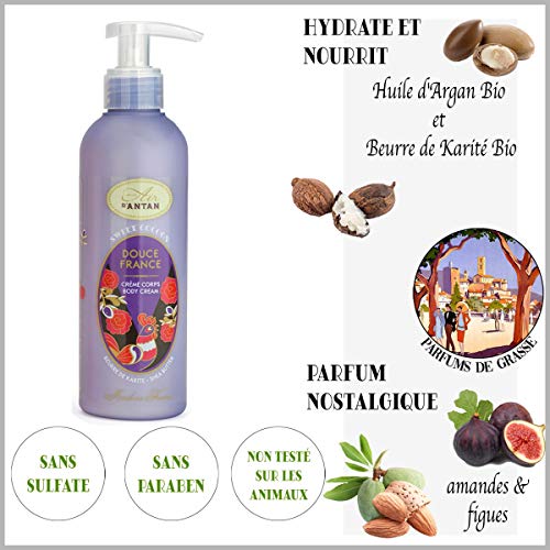 Un Air d’Antan® Crema Corporal Francesa Douce con Manteca de Karite y Aceite de Argan, Perfume: Almendras Dulce, Higo y Vetiver – Formula Reafirmante – Para Mujer, Bomba 200ml, cumpleaños