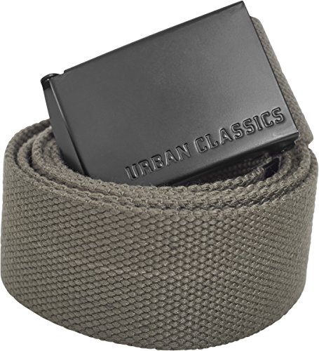 Urban Classics Belt Canvas Unisex, Hombre y Mujer, Correa de Tela, Cinturón de Cuerda sin Agujeros, con Logo en la Hebilla Cuadrada, Oliva, Talla Única