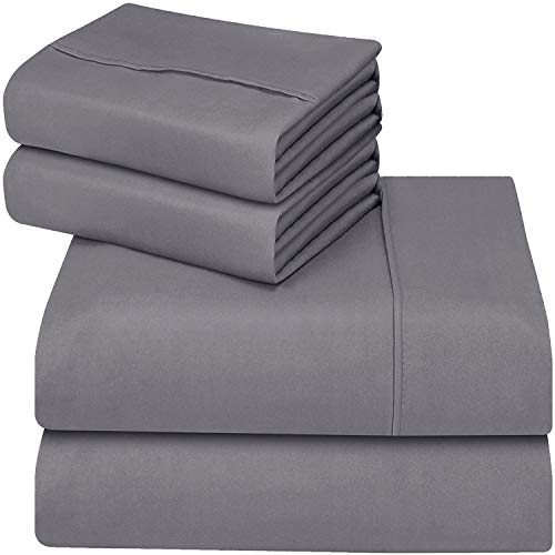 Utopia Bedding Juego Sábanas de Cama - Microfibra Cepillada - Sábanas y 2 Fundas de Almohada - (Cama 150, Gris)