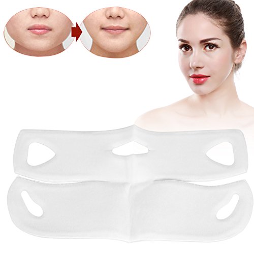 V Zone Gel Pad Parche de elevación para Chin Up y línea V, paquete de 10 V Forma de máscara para barbilla Contornos de línea Lifting Up hidratante reafirmante Cuidado facial