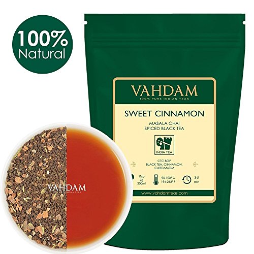 VAHDAM, té Chala Masala Chai (100 tazas) | ESPECIAS 100% NATURALES | Receta de té de canela antigua | Hojas de té Chai con especias | Preparar té caliente, té helado o Chai Latte | Té negro | 100gr (juego de 2)