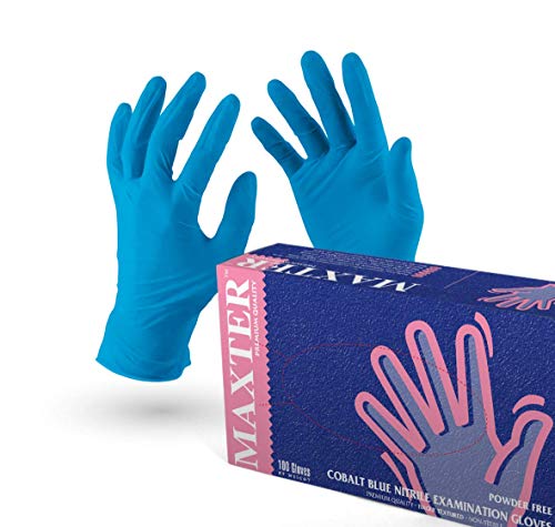 VENSALUD - Guantes de nitrilo Desechables. Sin Polvo. Caja de 100 Guantes. Color: Azul Cobalto. Talla: (L)