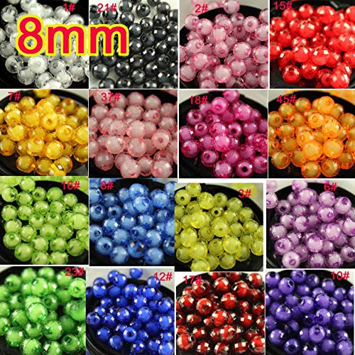 Venta al por mayor 100pcs / lot 8mm10mm 12mm Candy Rainbow Colors Facetas acrílicas espaciadoras sueltas para la fabricación de joyas Pulsera DIY, No33 lago azul, 100pcs 08mm