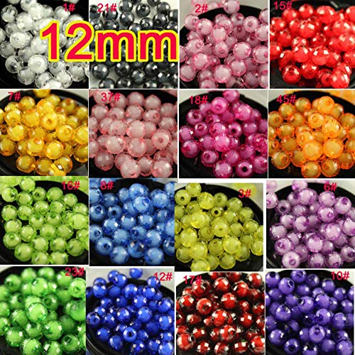 Venta al por mayor 100pcs / lot 8mm10mm 12mm Candy Rainbow Colors Facetas acrílicas espaciadoras sueltas para la fabricación de joyas Pulsera DIY, No33 lago azul, 100pcs 08mm