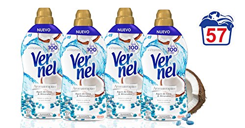 Vernel Aromaterapia Suavizante para la ropa Concentrado Coco - Pack de 4, total 228 Lavados