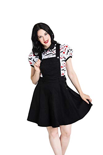 Vestido de Hell Bunny Dakota Pinafore Denim en Estilo Rockabilly Pinup - Negro (L - ES 42)