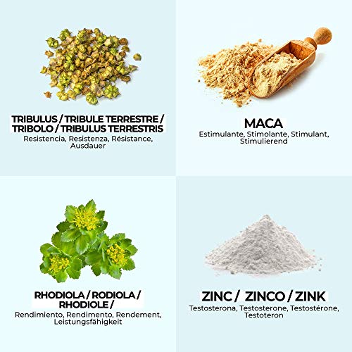 VIBOOST Tribulus terrestris + Maca andina capsulas - Booster de Testosterona para Hombres y Mujeres - Recuperador muscular e Impulsor de fuerza y resistencia con maca polvo, tribulus, rhodiola y zinc