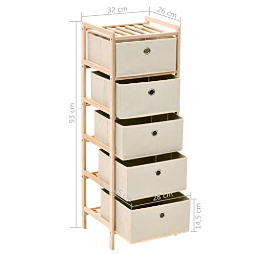 vidaXL Estante de Almacenamiento 5 Cestas Tela y Madera Cedro Beige Estantería