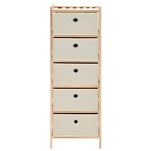 vidaXL Estante de Almacenamiento 5 Cestas Tela y Madera Cedro Beige Estantería