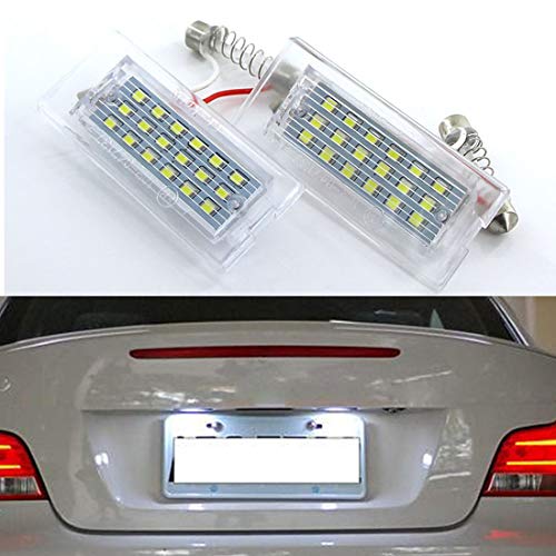 VIGORFLYRUN PARTS LTD 2pcs Coche Luces de Placa de Matrícula Leds Lámparas Traseras para E53 X5 1999-2006 / E83 X3 03-10, 12V 18LED CANBUS Error Free