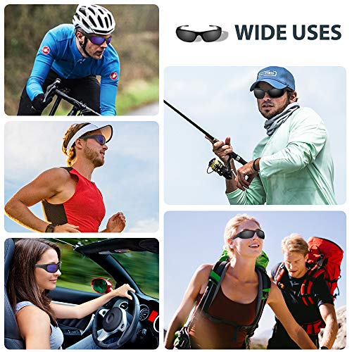 Vimbloom Hombre Gafas de Sol Deportivas polarizadas para béisbol, Atletismo, Pesca, Ciclismo, Golf VI367 (Negro Mate)