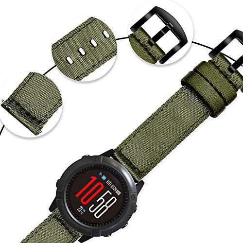 Vinband Correa Reloj Calidad Alta Nylon Correa Relojes - 18mm, 20mm, 22mm, 24mm Correa Reloj con Hebilla de Acero Inoxidable (18mm, Verde Militar)