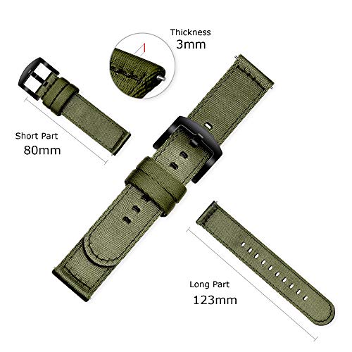 Vinband Correa Reloj Calidad Alta Nylon Correa Relojes - 18mm, 20mm, 22mm, 24mm Correa Reloj con Hebilla de Acero Inoxidable (18mm, Verde Militar)