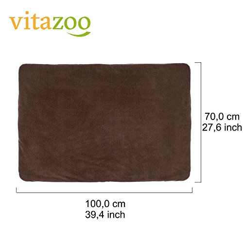 vitazoo Manta térmica para Perro, marrón, Acolchada y Aislante, Lado Inferior Antideslizante e Impermeable, 70 cm x 100 cm - Cama para Perro, Manta para Gato, Asiento para Mascotas