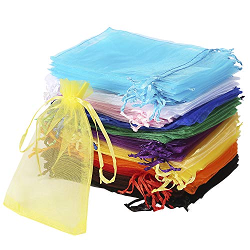 Wanap Bolsas Bolsitas de Organza, 120pcs 10x15cm Wedding Favor Bags Bolsas de Regalo para Fiestas, 12 Colores Bolsas para Joyas