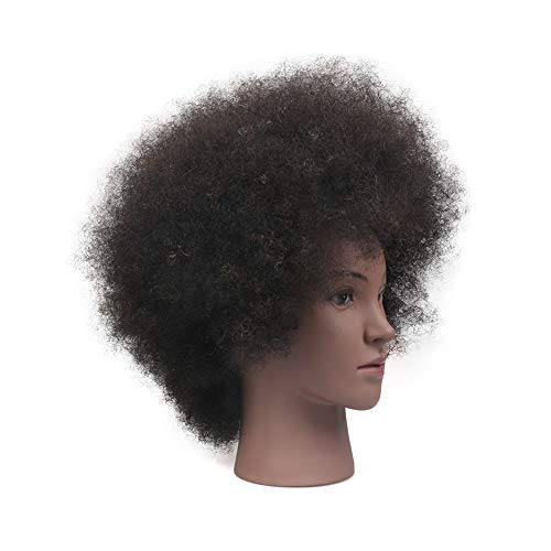 WANGXN Entrenando a Head Mannequin African con Cabello Real para peluquerías, estilismo, práctica