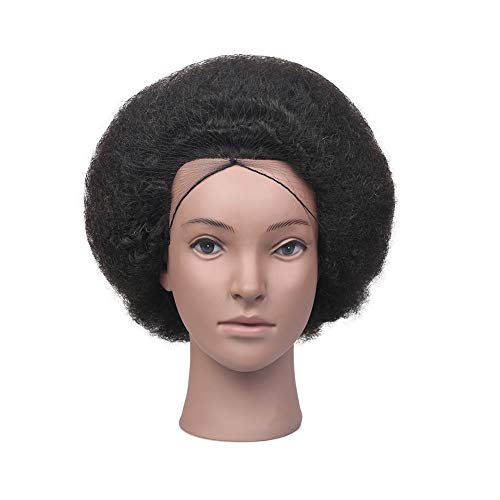 WANGXN Entrenando a Head Mannequin African con Cabello Real para peluquerías, estilismo, práctica