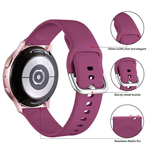 Wepro Correa Compatible con Samsung Galaxy Watch Active/Active2 40mm 44mm, Correa de Repuesto de Silicona Suave para Samsung Galaxy Watch 42mm/Watch 3 41mm/Gear Sport, Pequeño Vino Rojo