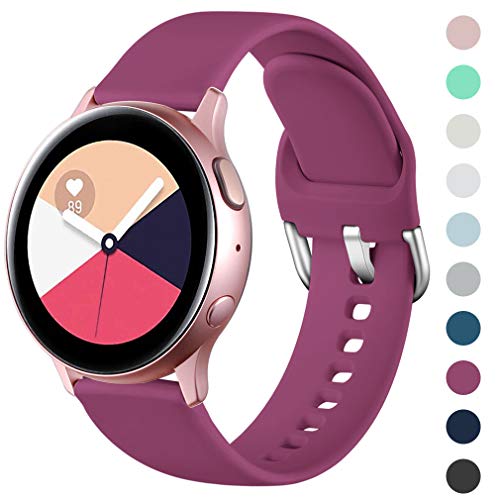 Wepro Correa Compatible con Samsung Galaxy Watch Active/Active2 40mm 44mm, Correa de Repuesto de Silicona Suave para Samsung Galaxy Watch 42mm/Watch 3 41mm/Gear Sport, Pequeño Vino Rojo