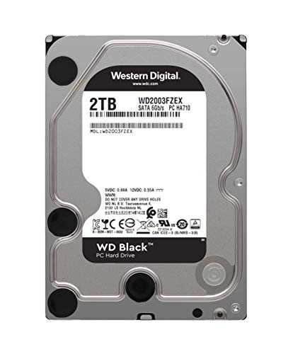 Western Digital WD2003FZEX Disco Duro Interno Black 2 TB Performance Desktop Hard Disk Drive 7200 RPM SATA 6 GB/s 64MB Cache 3.5 Inch, Gris