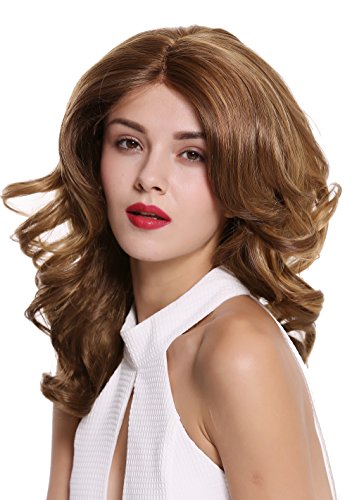 WIG ME UP- DW2729-MF-DX2216 peluca de mujer lace front monofilamento pelo largo voluminoso raya ondas castaño rubio teñido