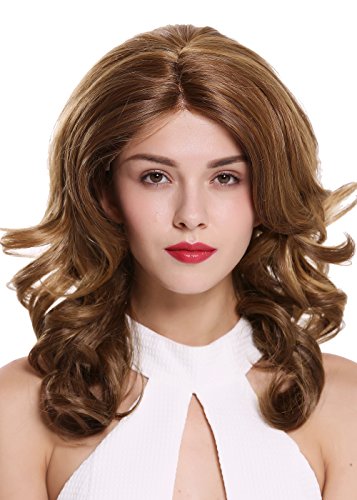 WIG ME UP- DW2729-MF-DX2216 peluca de mujer lace front monofilamento pelo largo voluminoso raya ondas castaño rubio teñido