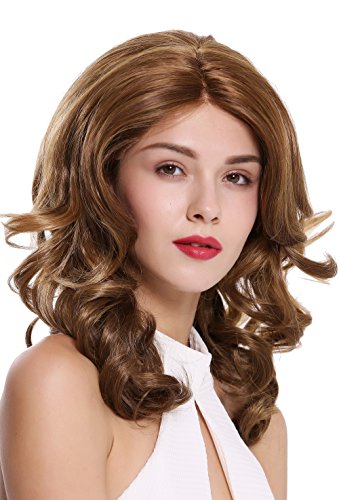 WIG ME UP- DW2729-MF-DX2216 peluca de mujer lace front monofilamento pelo largo voluminoso raya ondas castaño rubio teñido