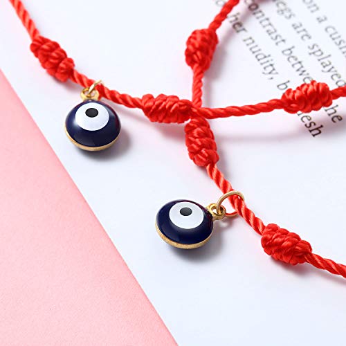 WILLBOND 2 Pulseras a Juego de Distancia Promesa de Amistad Pulsera Hecha a Mano con Significado Regalo para Amigo Pareja Amante, Pulsera de Ojos Malvados con 1 Tarjeta de Deseo