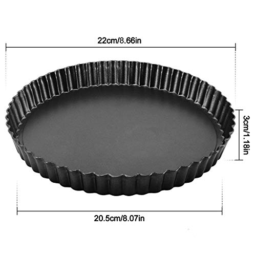 WisFox 2 Pack antiadherentes 8.8 pulgadas Quiche Tart Pan, extraíble Loose Bottom Tart Pie, Round Tart Quiche Pan con base extraíble