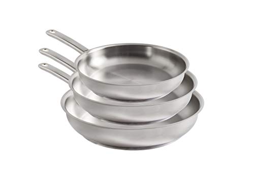 WMF Profi Set de 3 sartenes de Acero Inoxidable de 20, 24 y 28 cm, con Antiadherente para Todo Tipo de cocinas Incluido inducción