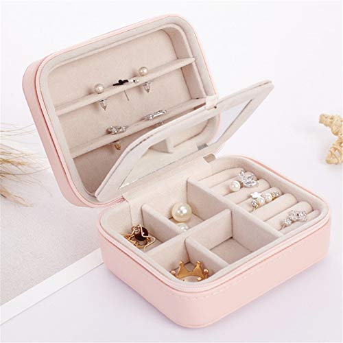 Wuxingqing Joyeros Caja de Almacenamiento Accesorios de Viaje portátiles Pendientes Lápiz Labial Collar Pulsera Joyas Caja de Almacenamiento Perfecto para tu Regalo de cumpleaños (Color : Rosado)