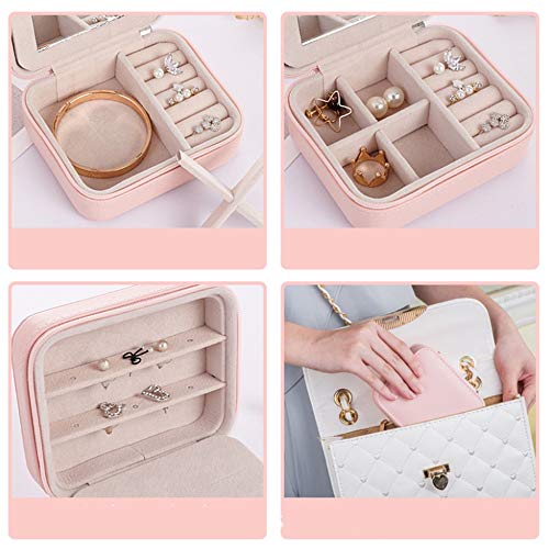 Wuxingqing Joyeros Caja de Almacenamiento Accesorios de Viaje portátiles Pendientes Lápiz Labial Collar Pulsera Joyas Caja de Almacenamiento Perfecto para tu Regalo de cumpleaños (Color : Rosado)