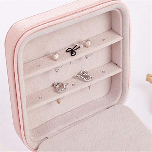 Wuxingqing Joyeros Caja de Almacenamiento Accesorios de Viaje portátiles Pendientes Lápiz Labial Collar Pulsera Joyas Caja de Almacenamiento Perfecto para tu Regalo de cumpleaños (Color : Rosado)