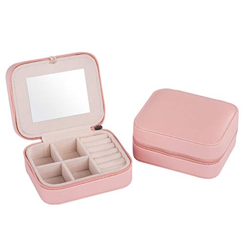 Wuxingqing Joyeros Caja de Almacenamiento Accesorios de Viaje portátiles Pendientes Lápiz Labial Collar Pulsera Joyas Caja de Almacenamiento Perfecto para tu Regalo de cumpleaños (Color : Rosado)