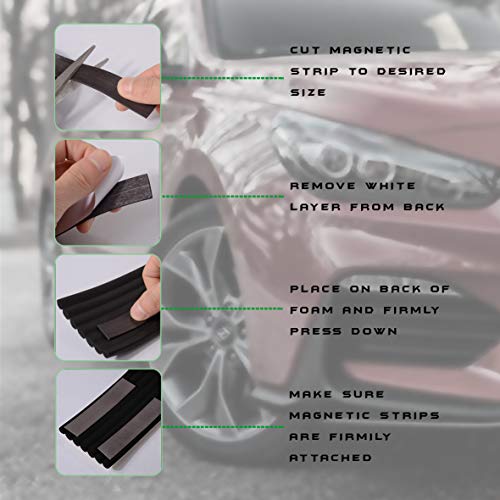 Xcellent Global Cinta Protectora Magnética Puerta Coche Removible 2 Metros - Kit Hagalo Usted Mismo Color Negro S-AT007