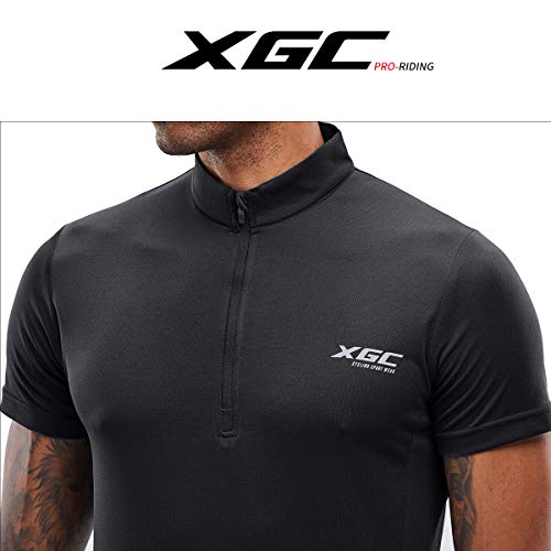 XGC - Maillot de ciclismo de manga corta para hombre con tejido transpirable de secado rápido, Primavera-Verano, Hombre, color Negro (, tamaño L