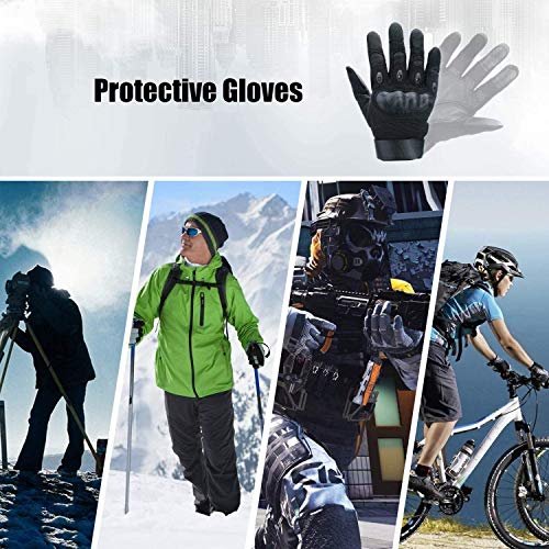 Xnuoyo Goma nudillo Duro Dedo Completo y Medio Dedo Guantes Guantes Protectores Guantes de Pantalla táctil para Motocicleta Ciclismo Caza Escalada Acampar Negro L