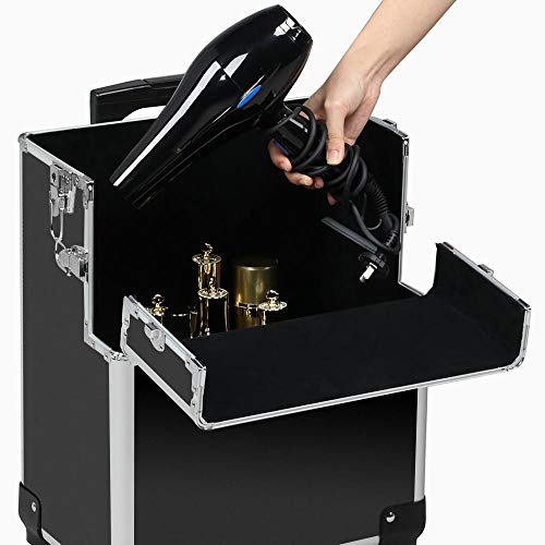 Yaheetech 3 en 1 Maleta de Maquillaje Estuche Cosmetico Maletín Maquillaje Profesional Trolley Beauty Case Negro