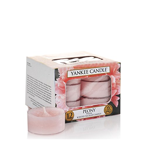 Yankee Candle Tea Light Candles, Peony, Pack Of 12