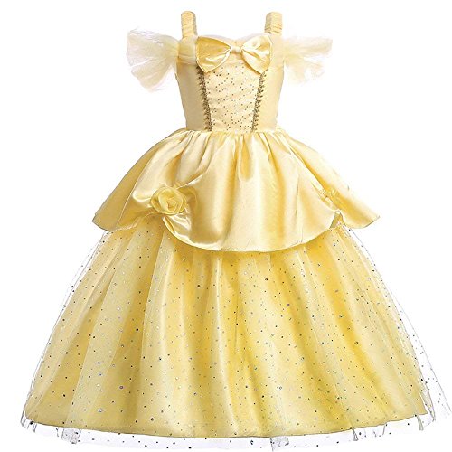 yeesn Disfraz de Princesa Belle para niñas, con Capas, para Vestir (3T)