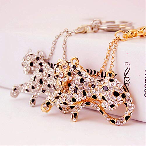 yishouhengcheng Llavero De Moda Creativo Guepardo Llavero Animal Metal Colgante Diamantes De Imitación Leopardo Llavero De Regalo para Hombres