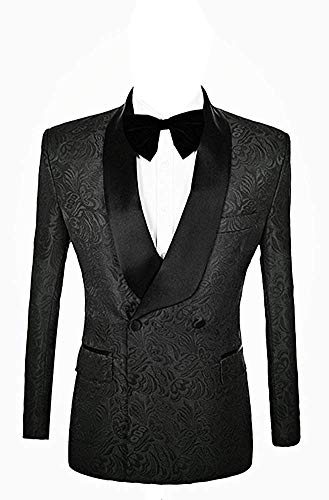 YYI Hombre Jacquard, 2 Piezas, Traje de Doble Botonadura, Cena de Boda, Esmoquin para Hombre, Chaqueta y pantalón de Negocios