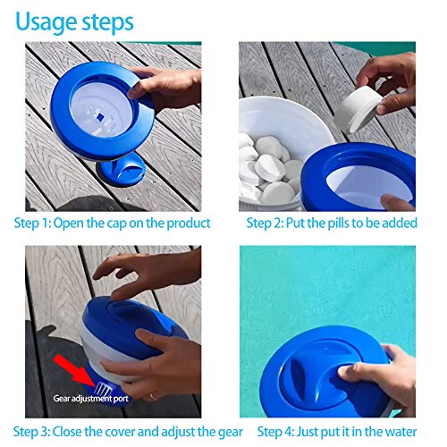 ZoneYan Dispensador de Cloro para Piscina, Dispensador Cloro Flotante, Cloro Flotante para Piscina, Dispensador Químico Intex, Dispositivo de Dosificación Cloro