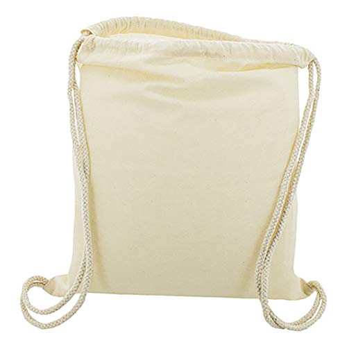 10 x Bolsa Mochila Algodón Natural Con Cordones Tamaño 39 x 35 Centimetros