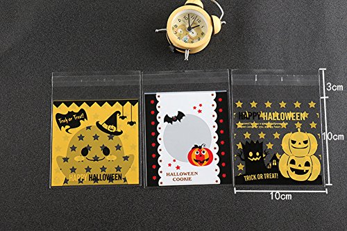 100pcs Demarkt Celofán Bolsas Bolsa de plástico OPP Galletas Del Caramelo Bolsas Autoadhesivo Patrón de Halloween para las galletas del caramelo de la panadería Feliz Halloween