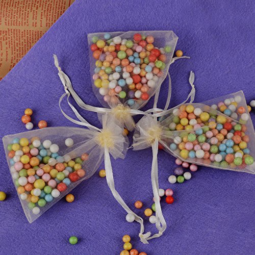 100x Bolsas de Organza Regalo Marfil (10x12cm) Bolsitas para Caramelos Recuerdos Invitados de Boda Fiesta Cumpleaños Navidad Halloween