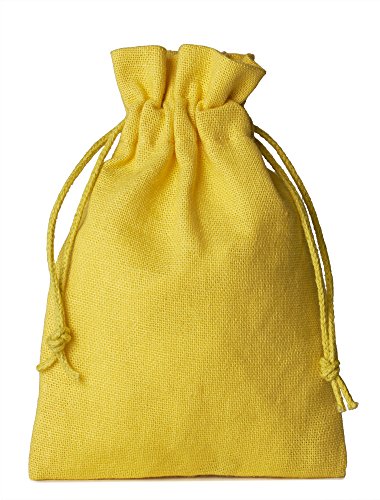 12 unidades bolsitas de algodón, bolsas de algodón, tamaño  10 x 7,5  cm con cordón para cerrar (amarillo)