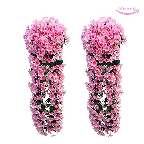 2 Piezas Flores Colgantes LMYTech Planta Colgante/Flor Colgante Artificial/Planta Artificial Colgante/Plantas Colgantes Naturales/700 mm/Decoración Interior y Exterior-Rosa